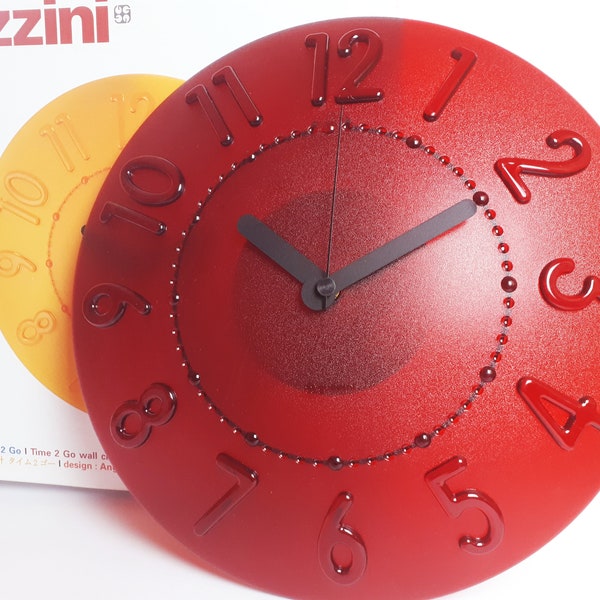 Horloge Murale Rouge Guzzini + Horloge Murale Moderne Boîte Vintage Années 80