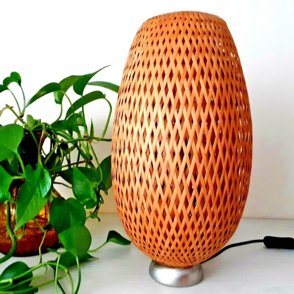 IKEA Lampada da Tavolo BOJA by Maria Vinka Bamboo Bambù Nichelato Rattan Fatto a mano