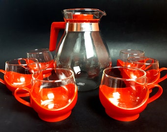 Melitta Set 6 tazze da tè + Caraffa in vetro Vintage anni 70 Made in Germany