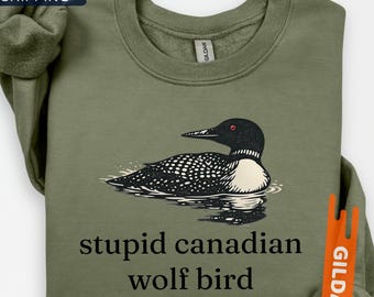 Bluza z nadrukiem "Głupia Kanadyjska Wilkołak", zabawna bluza z kapturem z grafiką, wyjątkowy prezent dla miłośników zwierząt, bluza z nadrukiem "Kanadyjski Wilkołak", strój z kanadyjskim ptakiem