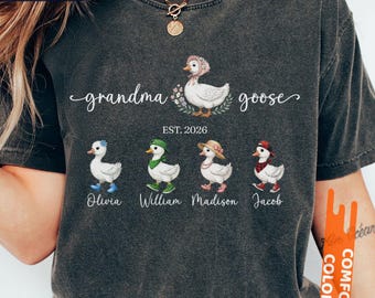 Comfort Colors® Mama Goose Shirt, Personalized Mama Shirt, Family Goose T-Shirt, Custom Kids Names Shirt, Mom Est Year Tee, Trend Mother Tee