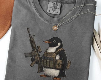 Tactical Penguin Shirt, Flight Was Never An Option Shirt, Funny Military Penguin Shirt, Armed Penguin Meme Shirt, Funny Gift For Him