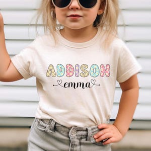Custom Kids Name With Daisies T-Shirt, Back To School Shirt Shirt, Floral Kindergarten Shirt With Name, Toddler Girl First Day of School Tee