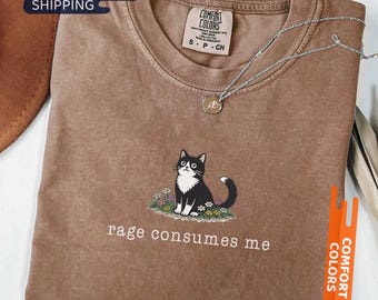 Koszulka „Wściekłość mnie pochłania”, koszulka Comfort Colors® z memem o sarkastycznym kocie