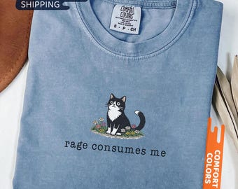 Koszulka z zabawnym memem o kotach, wściekłość mnie pochłania, oversize, damska, męska, koszulka z nadrukiem Cat Comfort Colors®, zabawny mem graficzny