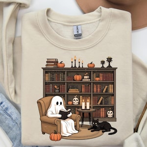 Retro Geist Lesebücher Sweatshirt, Halloween Lehrer Sweatshirt, Bibliothekar Geist Halloween, Halloween Shirt, Lehrer Wertschätzung