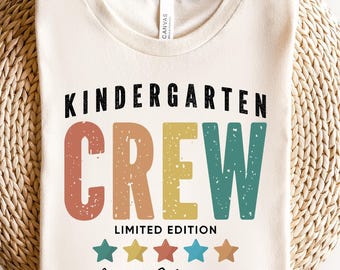 Personalized Kindergarten Shirt for Teacher T Shirt, Kindergarten Crew Teacher Shirt, Cute Kinder Team T-Shirt, for Teacher Kinder T-shirt