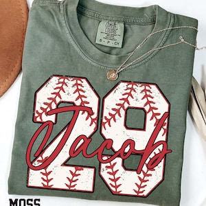 Custom Baseball Number Shirt, Comfort Colors Baseball Tee, Personalized Baseball Player Shirt, Game Day, Baseball Fan Gift, Sports Mom Shirt