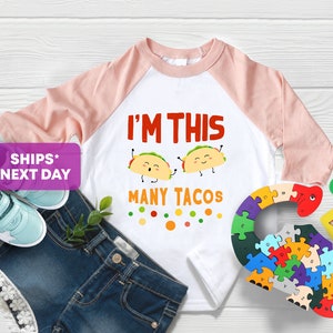 I'm This Many Tacos Shirt, Second Birthday Party Shirt, 2nd Birthday Shirt, I'm This Many Tacos Birthday Outfit, Kids Birthday Shirt