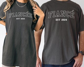 Custom Fiance and Fiancee Comfort Colors® Shirts, Engagement Shirt, Gift for Fiancee, Future Mr. and Mrs., Fiance Shirt, Engagement Gift