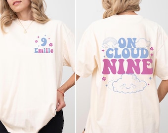 On Cloud Nine Flower Birthday Shirt, 9th Birthday Girl Shirt, Toddler Kids Youth Birthday 9th Shirt, Happy 9th Birthday Shirt, 9 Years Old