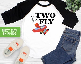 Two Fly Toddler Shirt,  Airplane Birthday Boy Shirt, Second Birthday Shirt, 2 Year Shirt