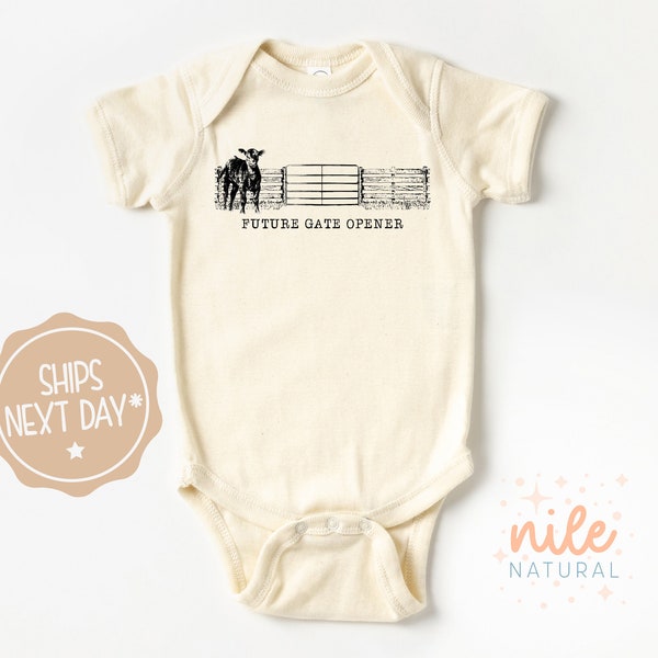 Future Western Baby Boy Retro Natural Onesie®, Future Gate Opener Bodysuit, Cute Country Toddler Shirt, Pregnancy Announcement, Farmer Life