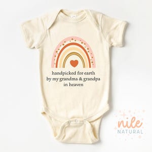 Handpicked for Earth by My Name Onesie®, Great Grandma Grandpa in Heaven Onesie®, Custom Natural Baby Onesie®, Rainbow Baby Shower Gift