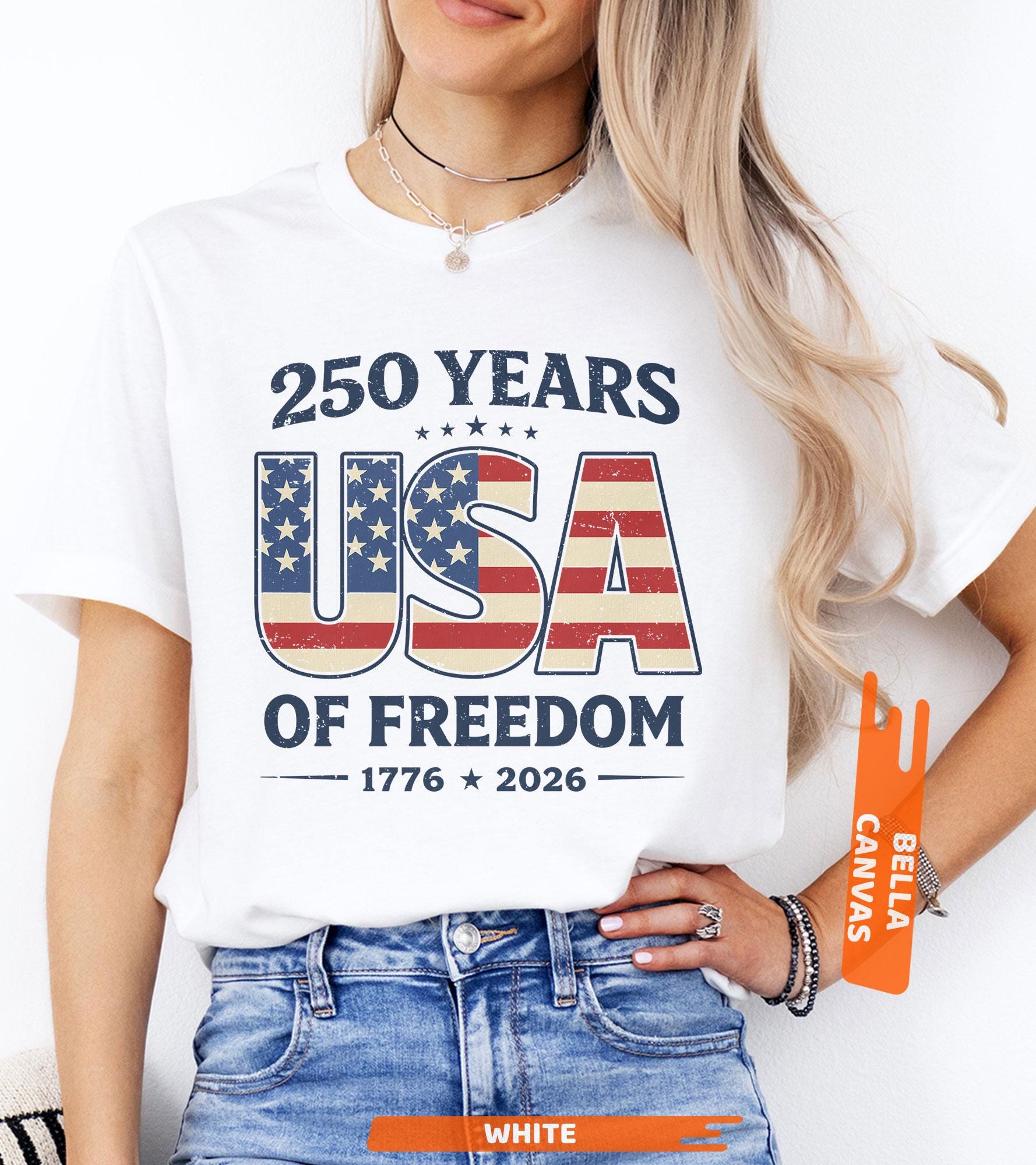 250 Years USA of Freedom V Neck Shirt, Independence Day Shirt ...