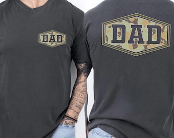 Comfort Colors® Camouflage Dad Shirt, Retro Varsity Dad Tee, Duck Camo Father’s Day Gift, Retro Dad Shirt, Classic Dad Shirt