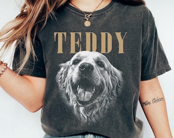 Custom Pet Photo And Name Shirt, Personalized Comfort Colors® Pet Shirt, Customized Picture Dog Shirt, Dog Lover Tee, Custom Bootleg Shirt