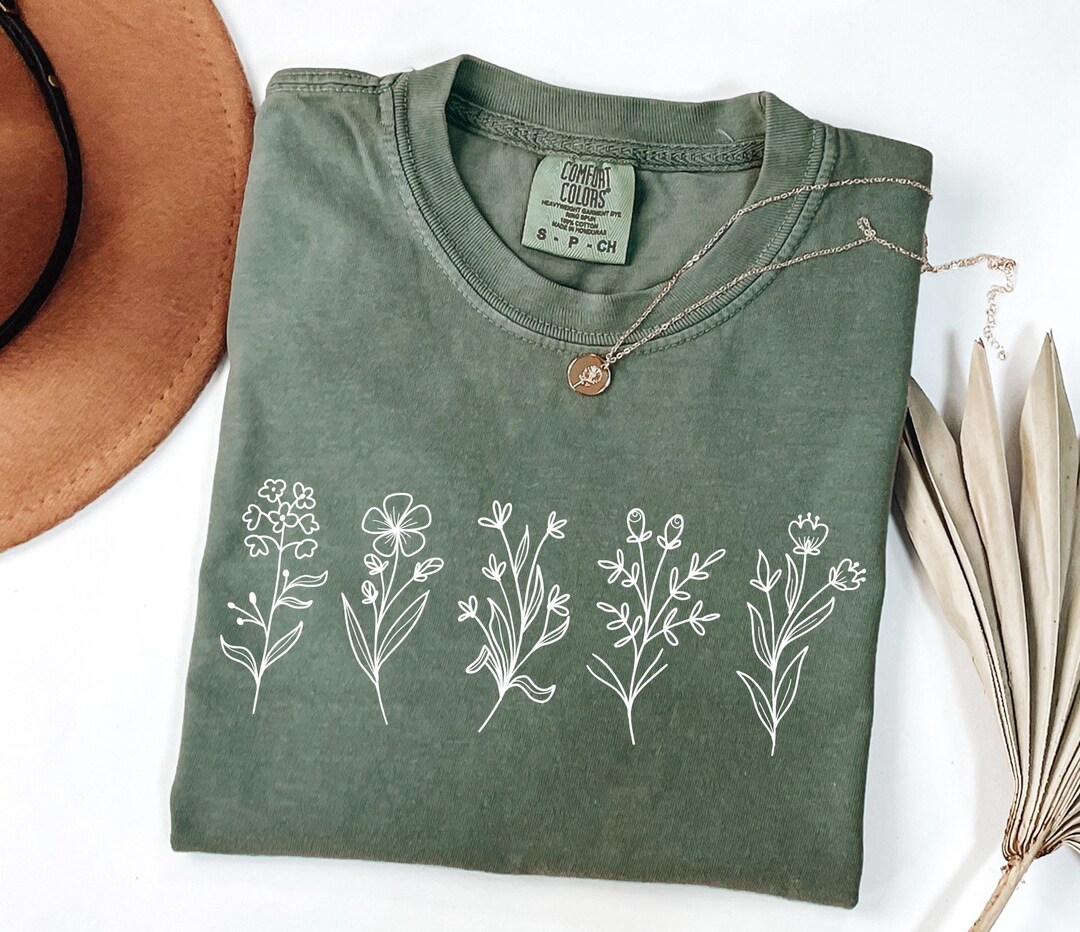 Comfort Colors® Wildflower Shirt, Floral Cottagecore Shirt, Botanical ...