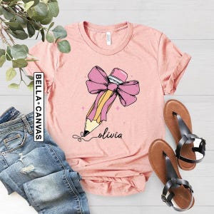 Kids Back To School Shirt, First Day Of School Shirt, Cute Pencil Bow Tee, Girls Toddler Shirt, Pencil With Bow Outfits, Pencil Coquette Tee