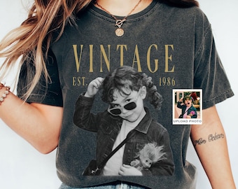 Personalized Vintage Photo And Year Shirt, Custom Picture 40th Birthday Shirt