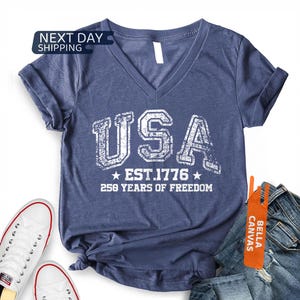 Chemise USA 250e, T-shirt patriotique Amérique 250e anniversaire, Chemise 1776-2026 pour homme et femme, Chemise 4 juillet, T-shirt patriotique image 2
