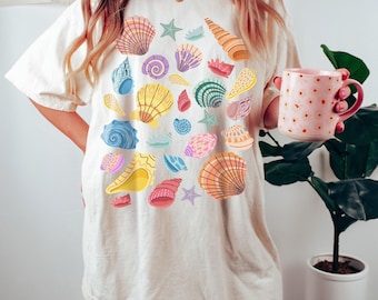 Vintage Summer Tshirt Comfort Colors® Cotton Cottagecore Aesthetic Shirt, Nautical Tee Ocean Swimsuit Coverup T shirt, Surf Shirt, Beach Tee