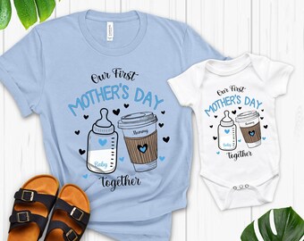 First Mothers Day Shirt 2024, Mom Girl Baby Shirt, Our First Mothers Day Shirt, Mothers Day Matching Outfit, Mom Baby Boy Tee, Mom gift Idea