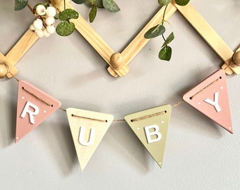 Personalised Wooden Bunting: Pastel Nursery Decor, Baby Name Garland