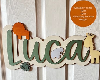 Personalised Wooden Name Sign: Nursery Decor, Custom Wall Plaque -Available 50cm & 40cm