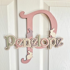 Bunny Wooden Name Sign: Girls Nursery Decor, Animal Theme
