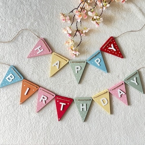 Wooden Rainbow Birthday Bunting: Reusable Party Garland