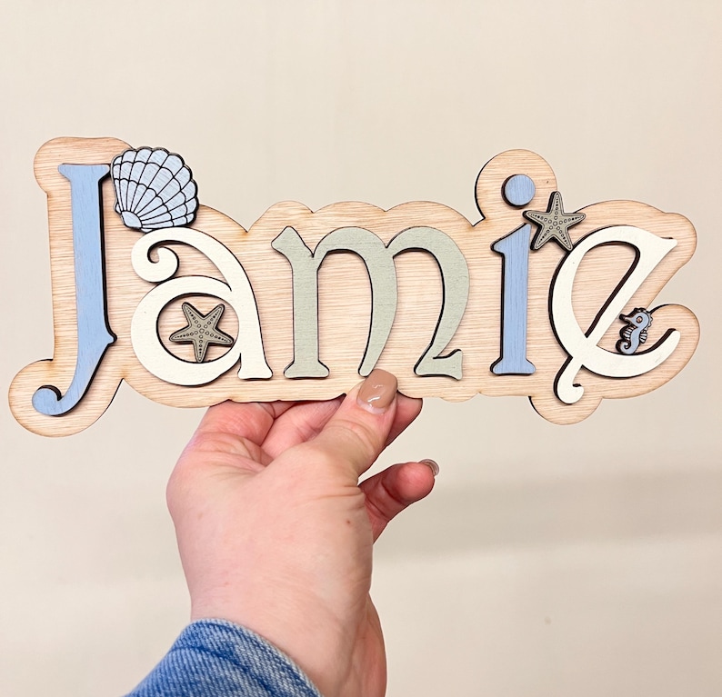 Personalisierte Spielzeugkiste Zeichen Holzbuchstaben Safari Spielzeugkiste Schild Kinder Namen Schild Safari Kinderzimmer Dekor Kinder Türschild Spielzeugkiste Dekoration Name Under the sea