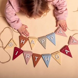 Happy birthday bunting reusable Rainbow banner personalised birthday garlands Rainbow party decorations 1st birthday banner baby gift image 2