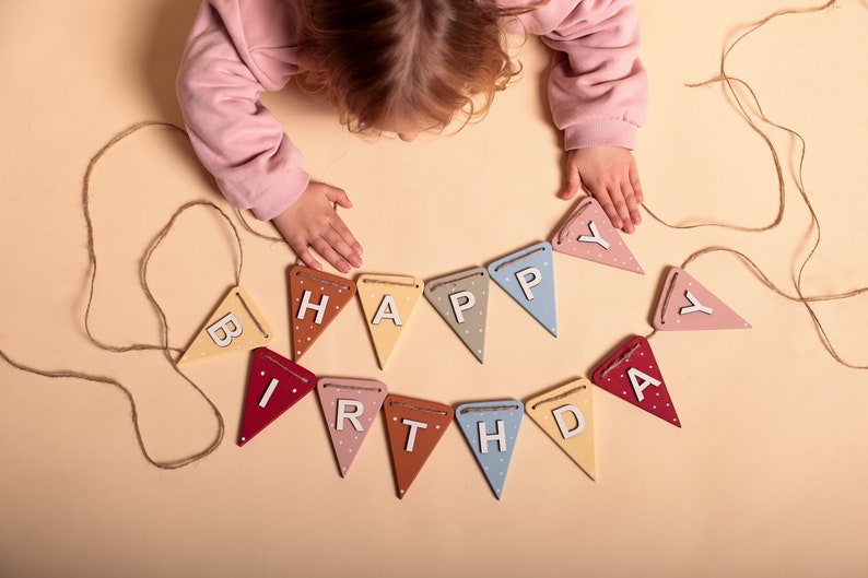 Happy birthday bunting reusable Rainbow banner personalised birthday garlands Rainbow party decorations 1st birthday banner baby gift image 2