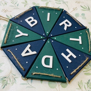 Boys Reusable happy birthday bunting Birthday decorations party decorations green boys birthday party birthday garlands Happy birthday sign Green/Navy