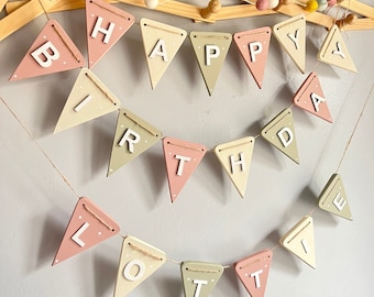 Pastel Wooden Happy Birthday Banner: Reusable Party Decor