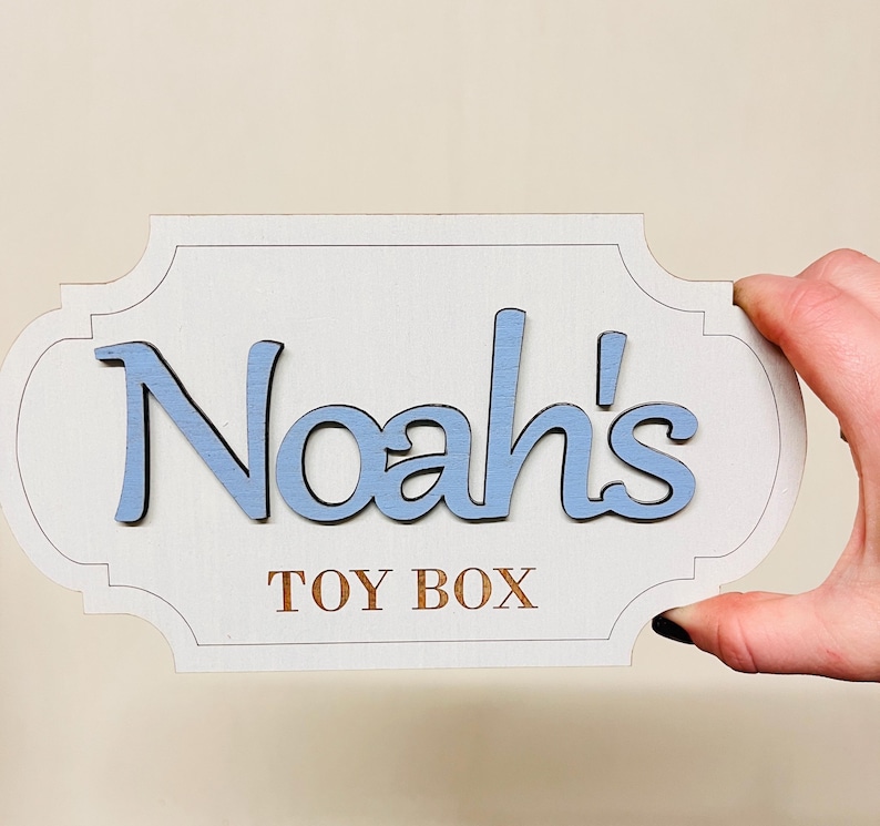 Personalised Toy Box Sign Girl Nursery Name Plaque wooden letters for toy box baby name sign nursery decor kids room sign toy box decoration Baby blue