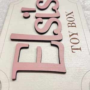 Personalised Toy Box Sign Girl Nursery Name Plaque wooden letters for toy box baby name sign nursery decor kids room sign toy box decoration image 10