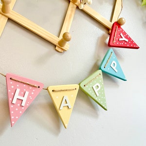 Happy birthday bunting reusable Rainbow banner personalised birthday garlands Rainbow party decorations 1st birthday banner baby gift image 4