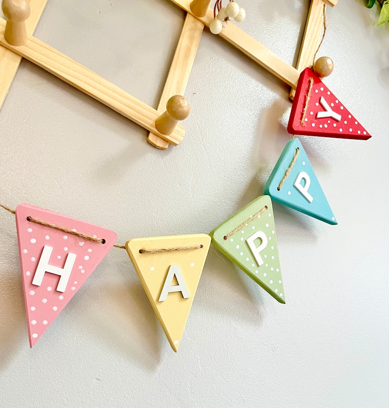 Happy birthday bunting reusable Rainbow banner personalised birthday garlands Rainbow party decorations 1st birthday banner baby gift image 4
