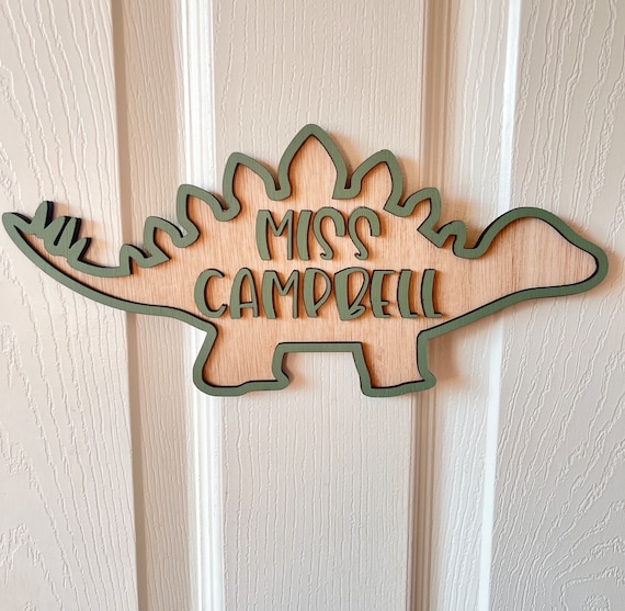 Personalised Dinosaur Teacher Door Sign End of Year Gift Dino name sign for teachers Wall plaque class room sign Christmas teacher gift