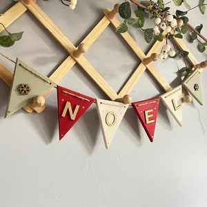 Reusable Christmas Noel bunting decorations Christmas wooden decorations for Christmas flakes Christmas garland for door decoration hanging