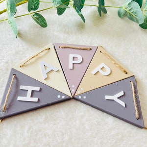 Happy birthday sign bunting girls neutral personalised birthday banners wooden first birthday party banner 1st birthday party garland decor image 6