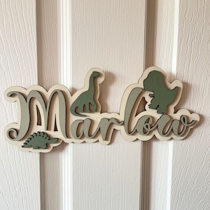 Letrero de dinosaurio para puerta, letra con nombre personalizada, letrero con nombre de dinosaurio para guardería, decoración de dormitorio de niños, regalo personalizado de dinosaurio para amantes de los dinosaurios
