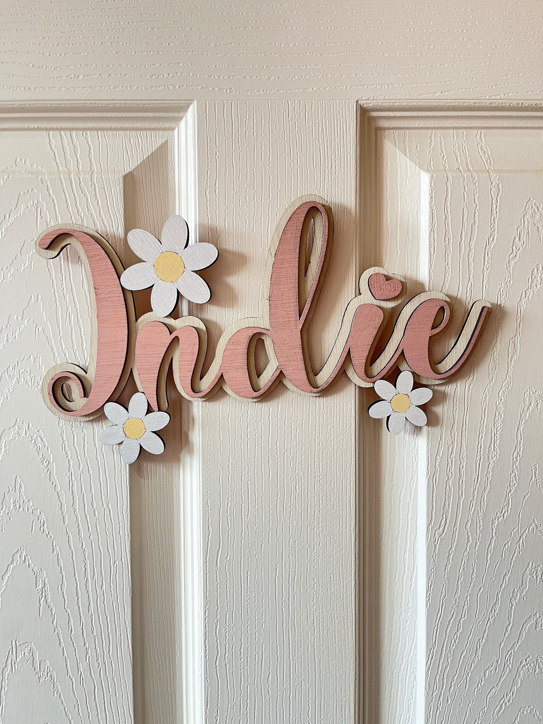 Daisy name sign for girls nursery daisy theme decor door sign for girls bedroom decor accessories daisy wall decal name plaque floral daisy