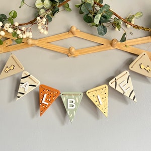Personalised Safari Nursery Bunting: Jungle Theme Baby Name Garland