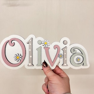 Personalisierte Spielzeugkiste Zeichen Holzbuchstaben Safari Spielzeugkiste Schild Kinder Namen Schild Safari Kinderzimmer Dekor Kinder Türschild Spielzeugkiste Dekoration Name Flower