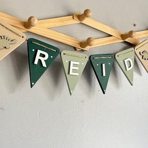 Personalised Dinosaur Name Bunting, Birthday Banner, Dinosaur Party Decor