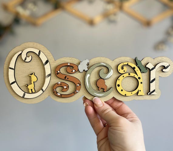 Personalised Toy chest sign Wooden Letter safari toy box plaque Kid name sign safari nursery decor Kids door sign toy box decoration name
