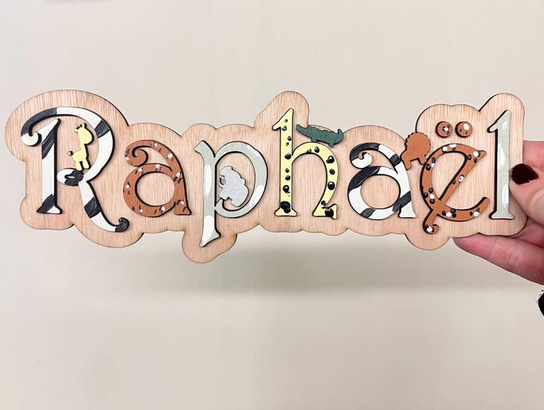 Personalisierte Spielzeugkiste Zeichen Holzbuchstaben Safari Spielzeugkiste Schild Kinder Namen Schild Safari Kinderzimmer Dekor Kinder Türschild Spielzeugkiste Dekoration Name Bild 10